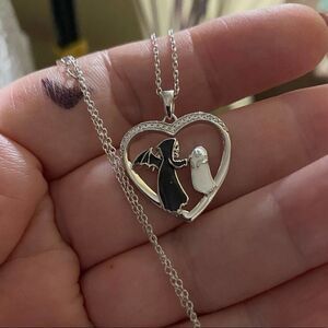 Skull & Ghost Sterling Silver CZ Necklace